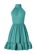 MALINA Fern Halterneck Ruffled Mini Dress - Deep Aqua
