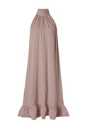 Sabrina Halterneck Ruffled Maxiklänning - Taupe