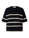 Selected Femme Maline-Liliana 2/4 Knit O-Neck - Dark Sapphire Birch
