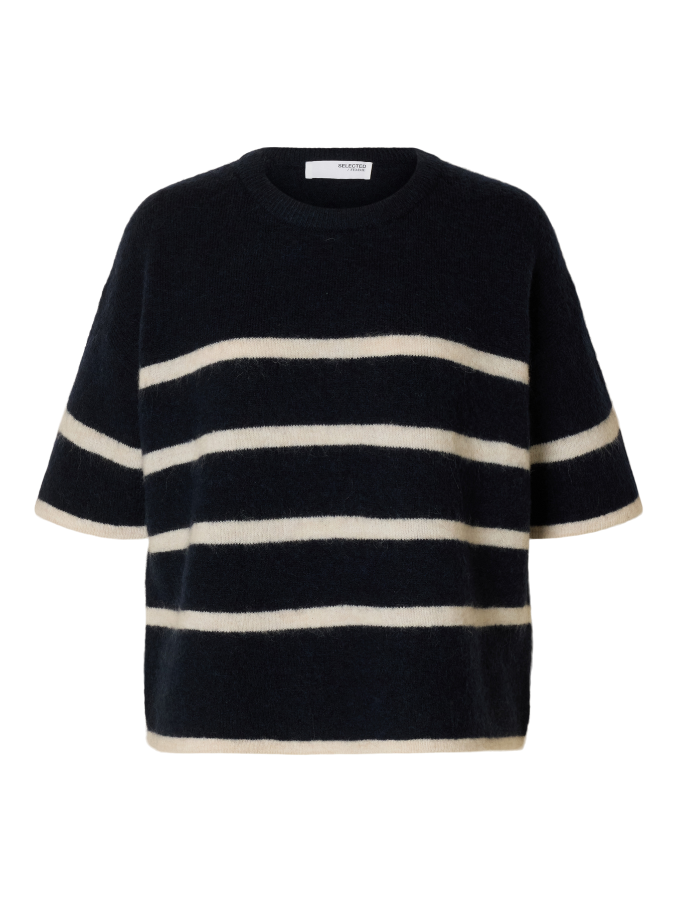 Selected Femme Maline-Liliana 2/4 Knit O-Neck - Dark Sapphire Birch