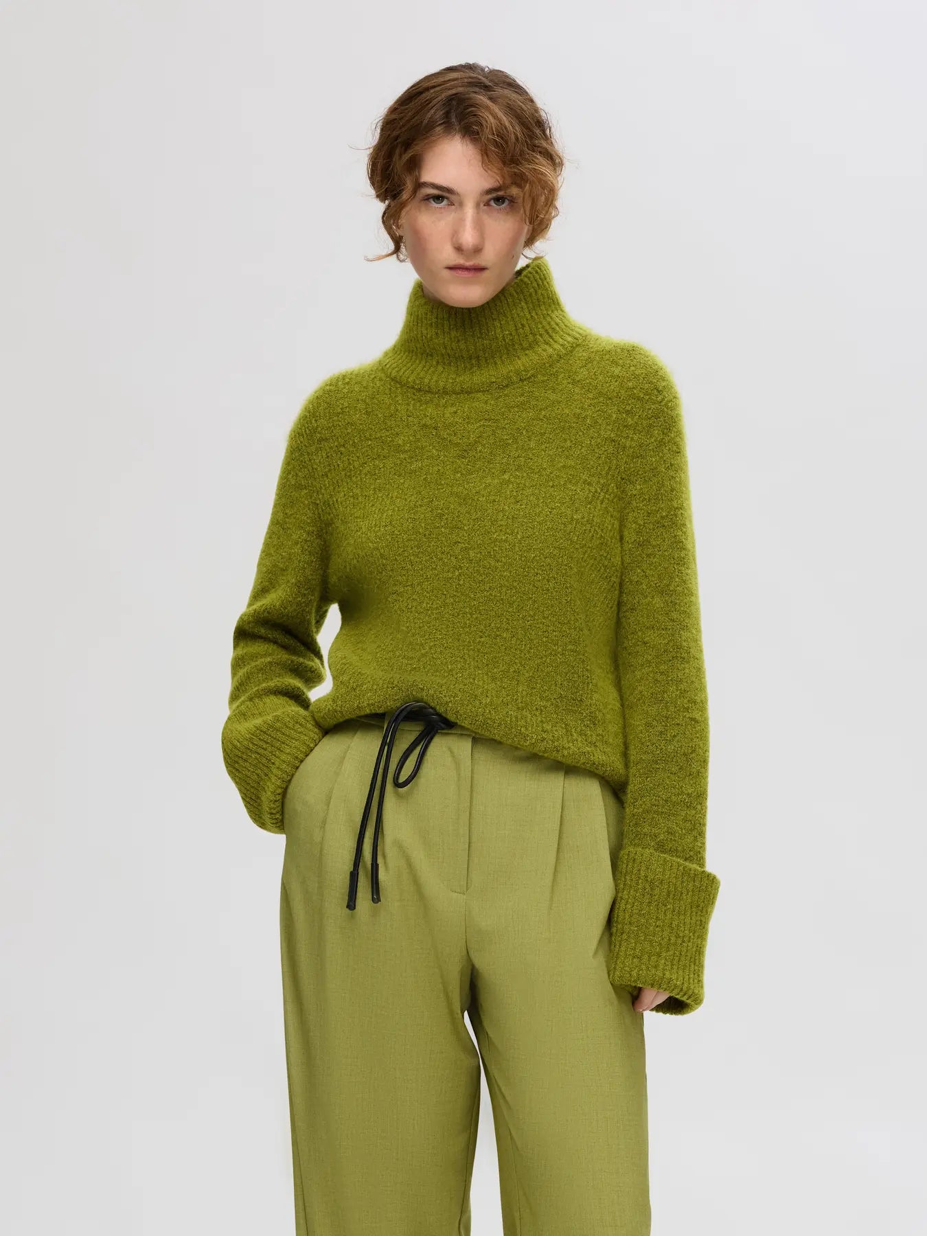 Sia Ras Ls Knit High Neck - Cardamom Seed Melange
