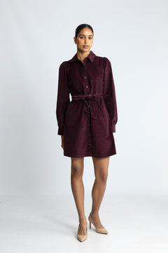 Runa Short Corduroy Dress - Fig