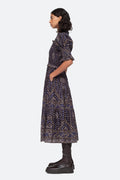 Delphine Pucker Cotton Puff Slv Smocked Dress - Blue