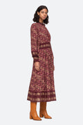 Giulia Print L/Slv Dress - Marron