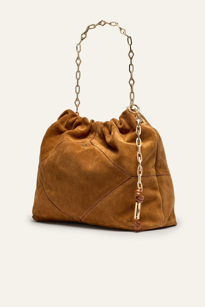 BA&SH Bag M Suede June Tote - Cognac