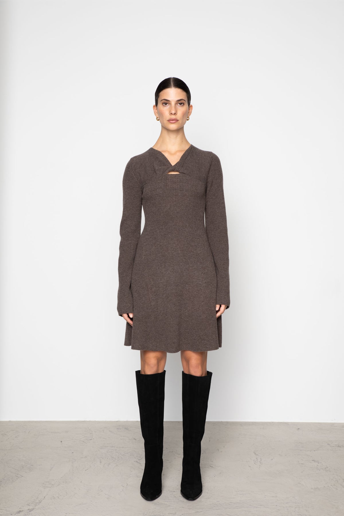 Myla Dress - Dark Taupe Melange