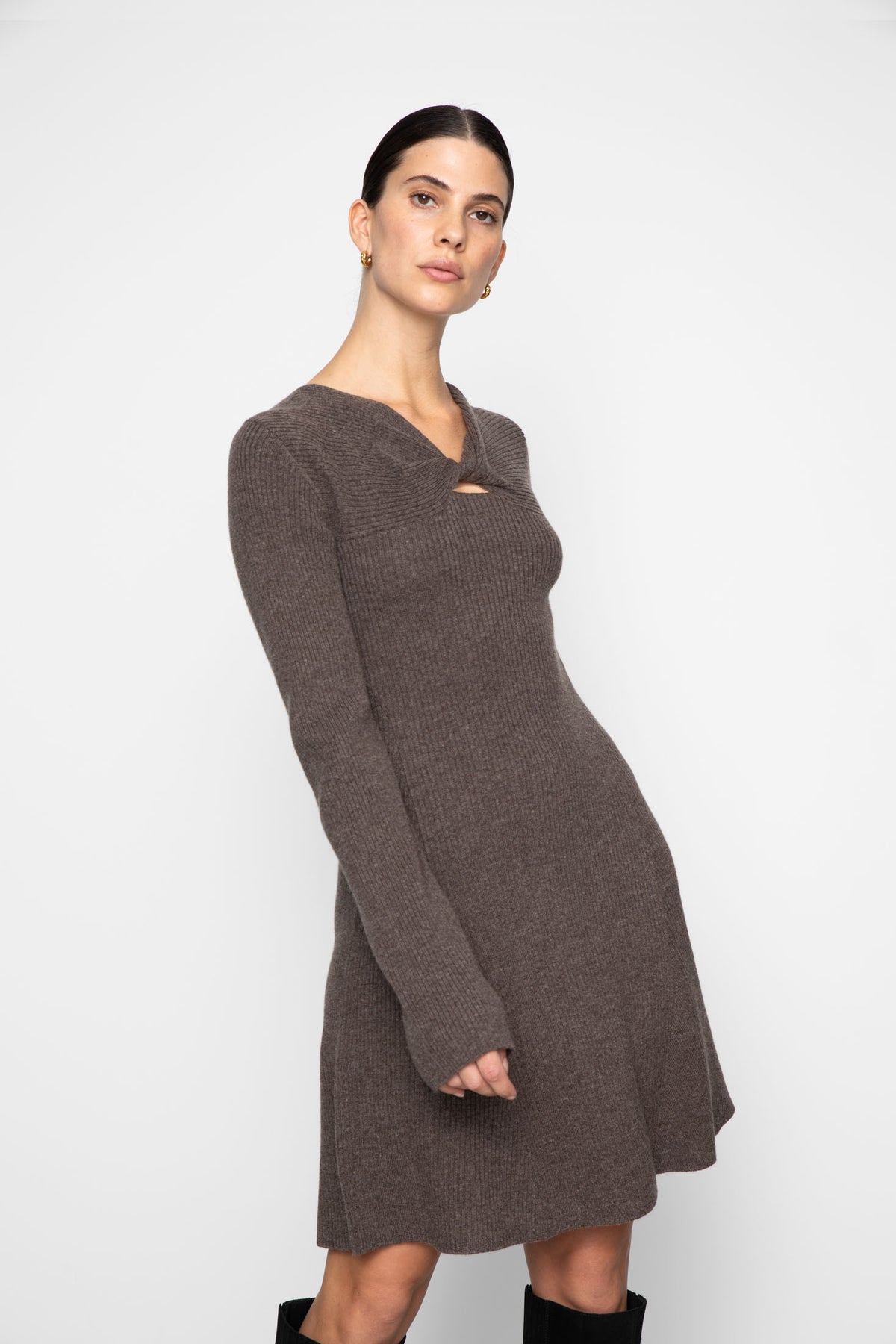 Myla Dress - Dark Taupe Melange