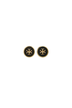 Icon Enamel Stud Earrings - Tory Gold/Black
