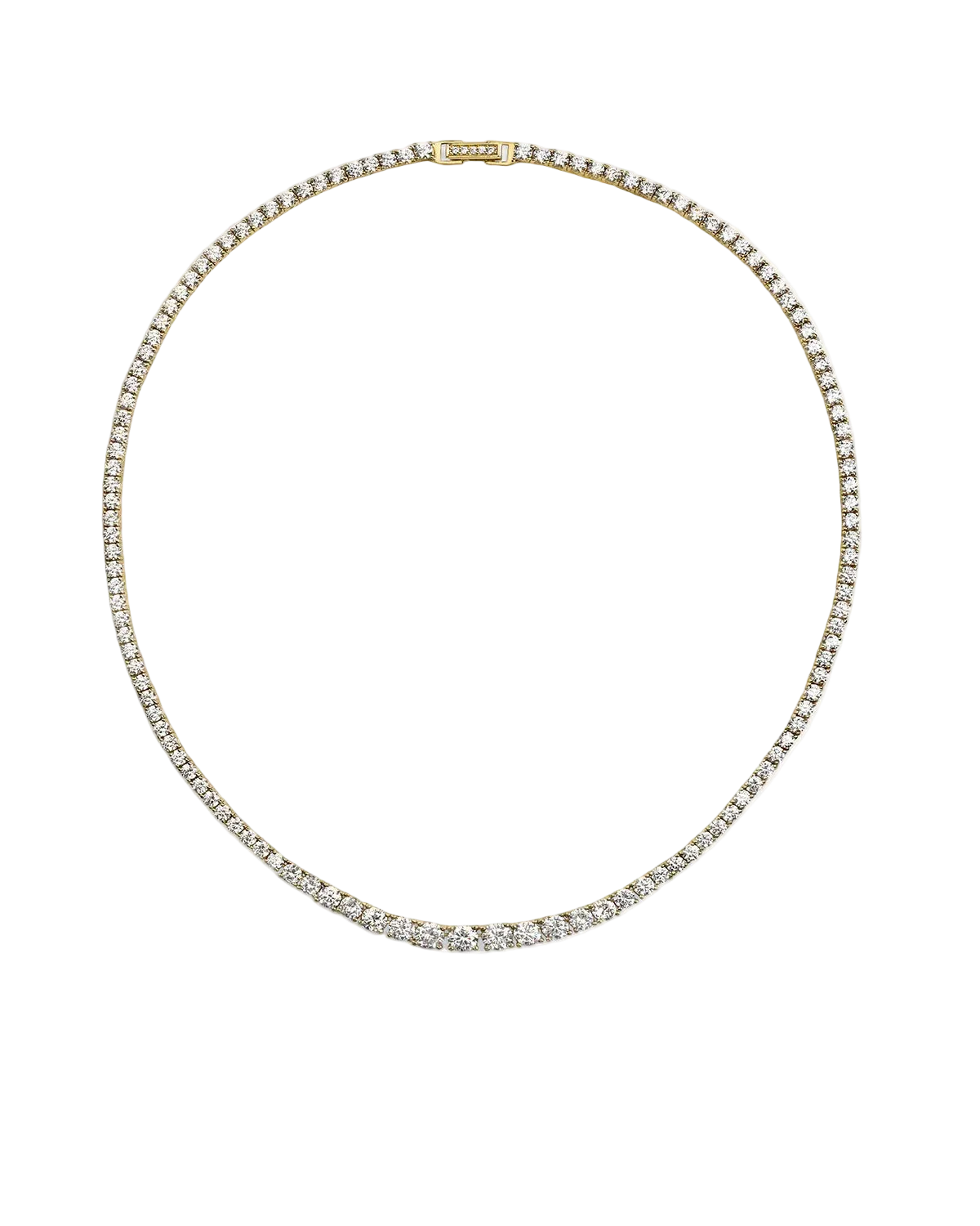 Dropped Tennis Necklace - Guld