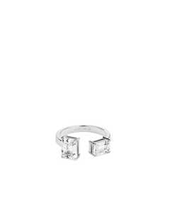 Double Emerald Ring - Silver