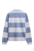 W. Thin Cotton Rugby Shirt - White And Vintage Blue Stripes