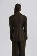 Ella Tailored Peplum Blazer - Olive
