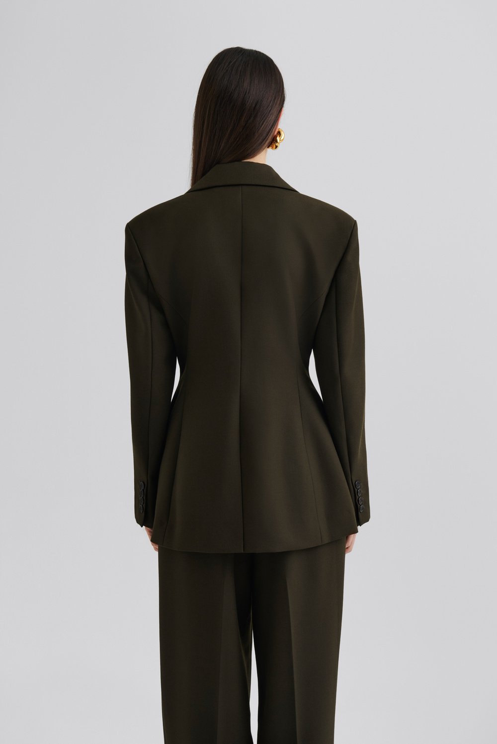 Ella Tailored Peplum Blazer - Olive