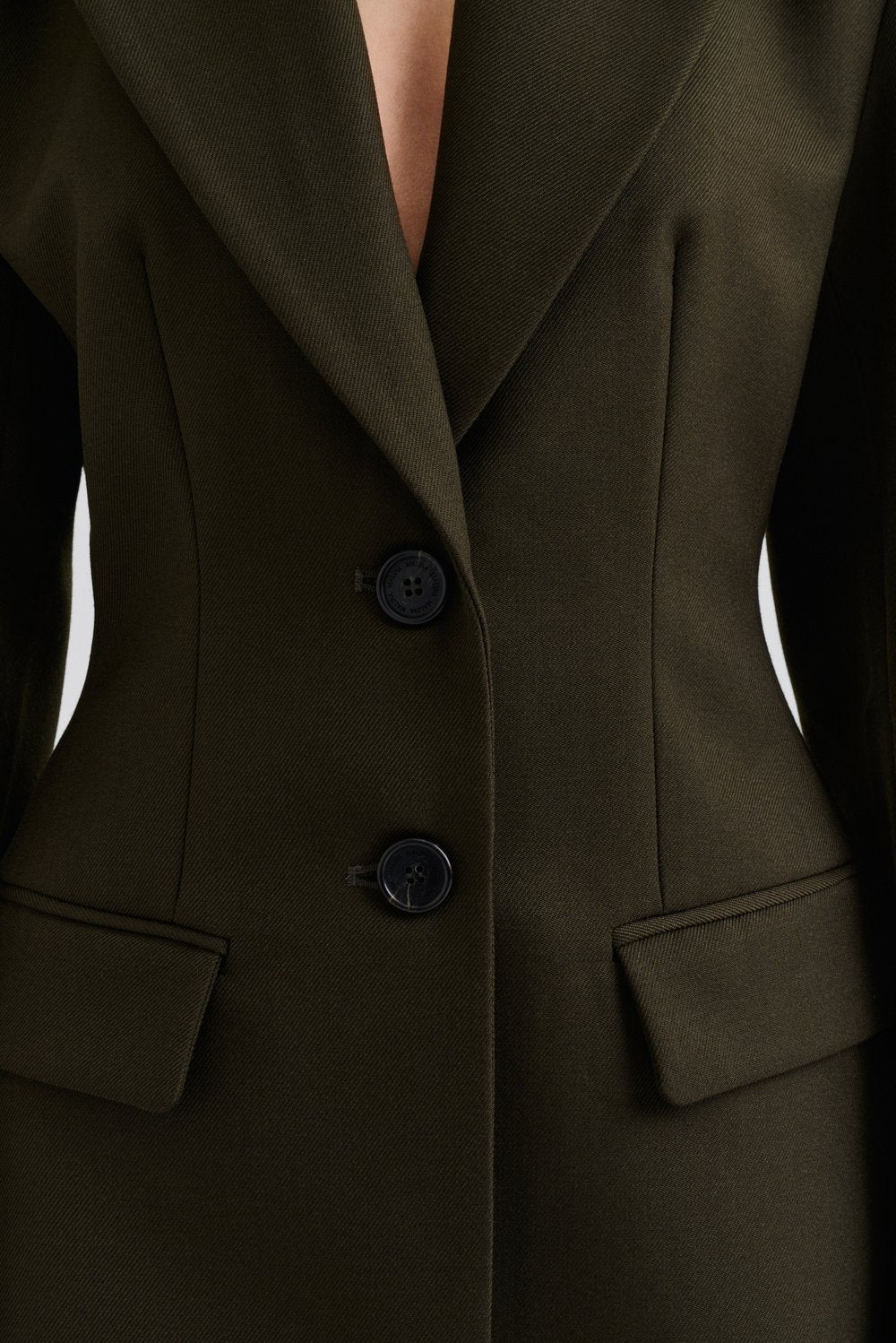 Ella Tailored Peplum Blazer - Olive