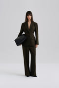 Ella Tailored Peplum Blazer - Olive