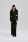 Ella Tailored Peplum Blazer - Olive