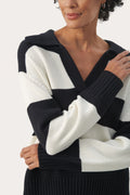 ElindaPW PU - Dark Navy Bold Stripe