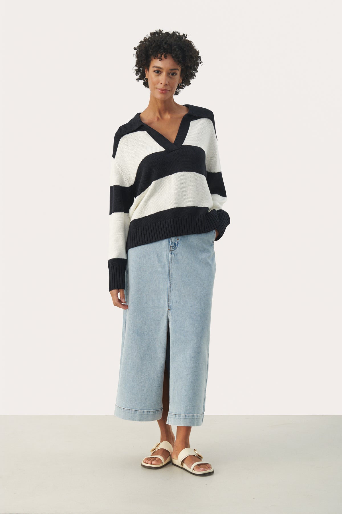 ElindaPW PU - Dark Navy Bold Stripe
