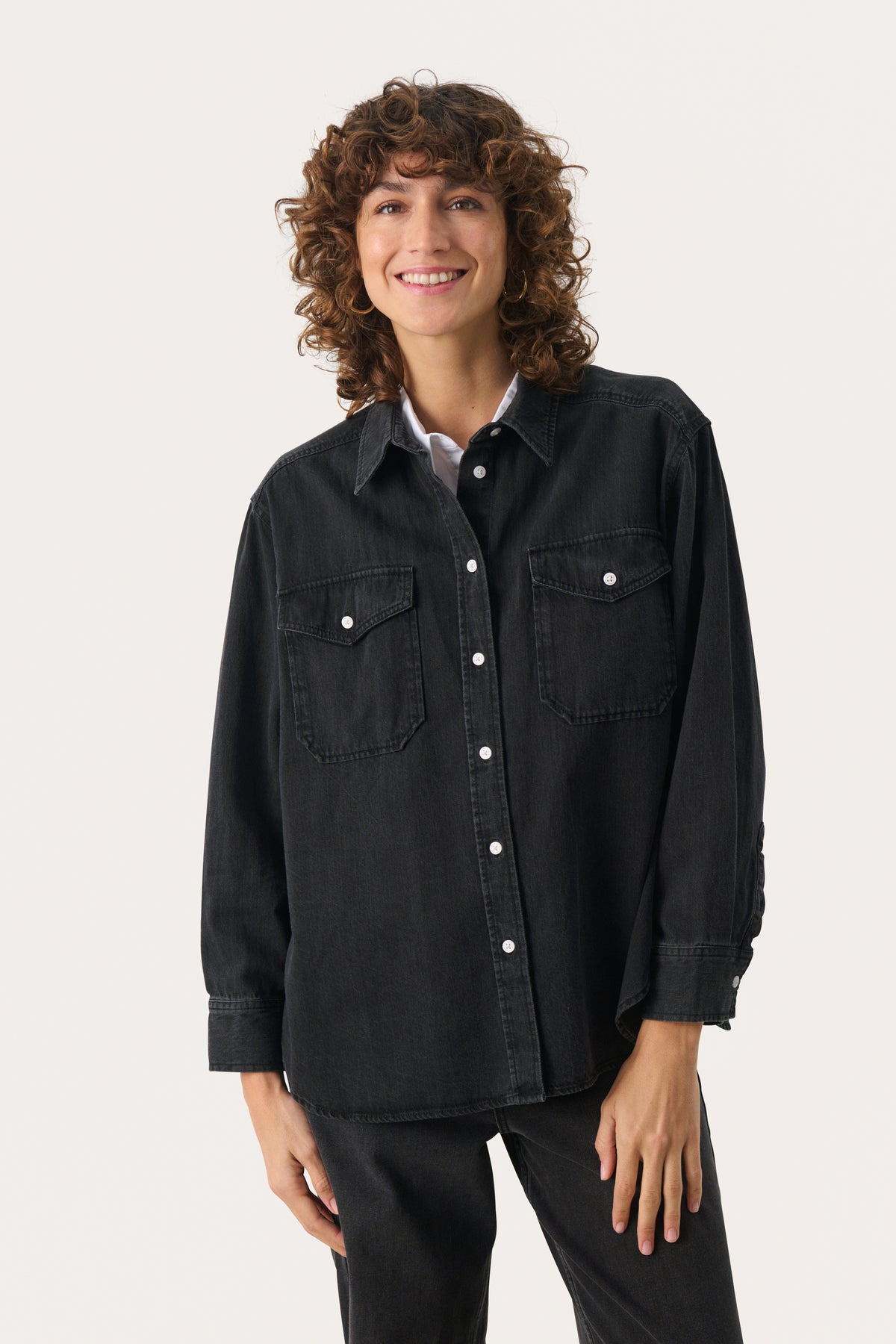 CollettePW SH - Washed Black Denim