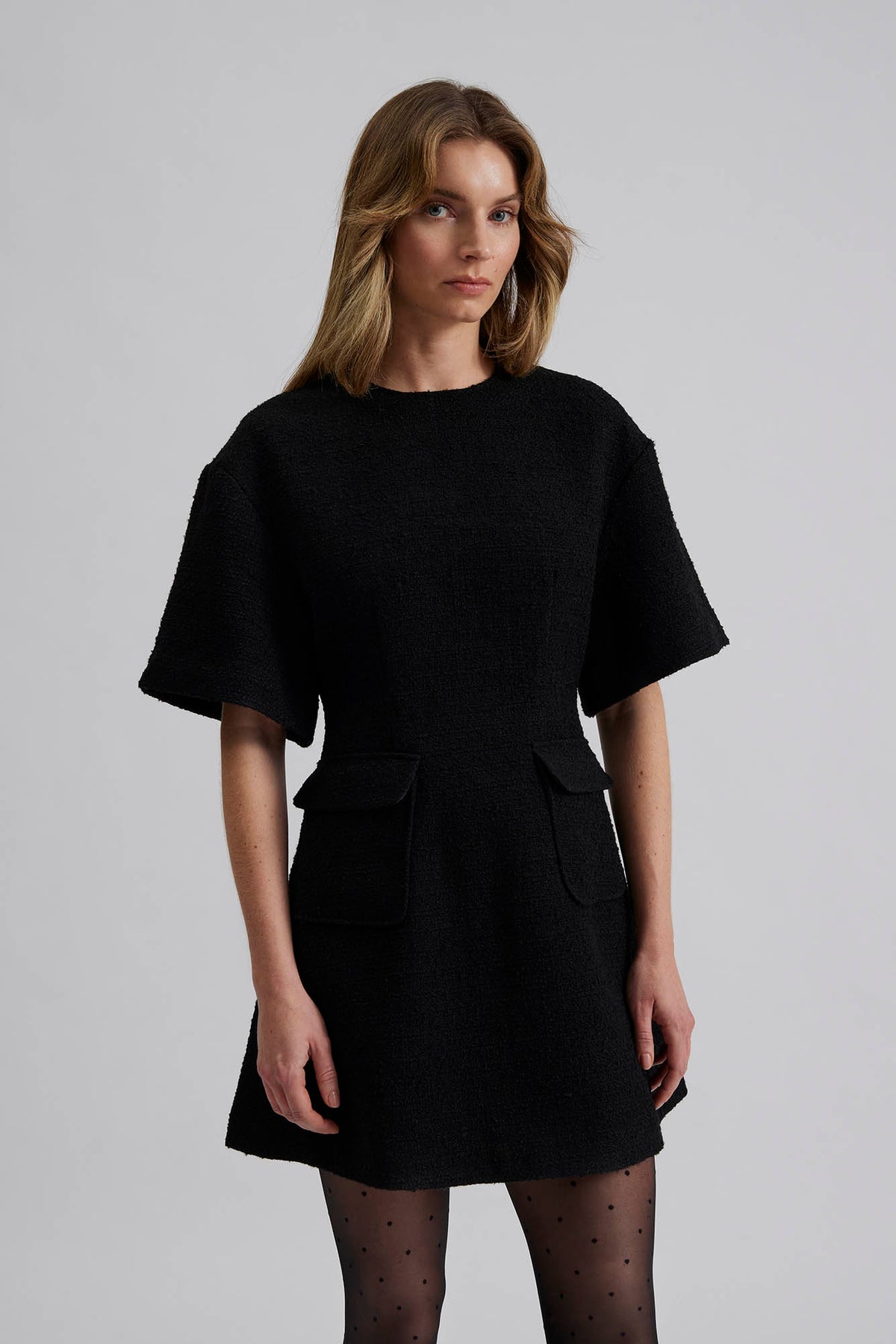 Rayna Boucle Mini Dress - Black