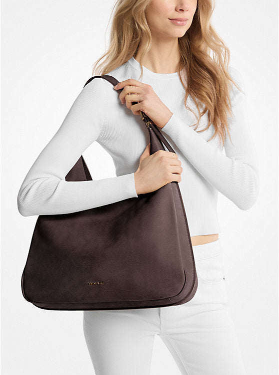 Nolita Large Nubuck Hobo Shoulder Bag - Chocolate