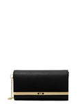 Mona Leather Large Clutch - Black