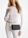 Mona Leather Large Clutch - Black