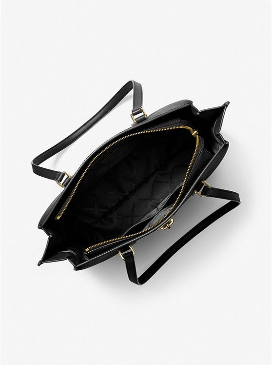 Ruby Large Saffiano Leather Tote Bag - Black/Gold