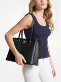 Ruby Large Saffiano Leather Tote Bag - Black/Gold