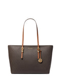 Quinn Large Signature Logo Leather Tote Bag - Brun/Acorn