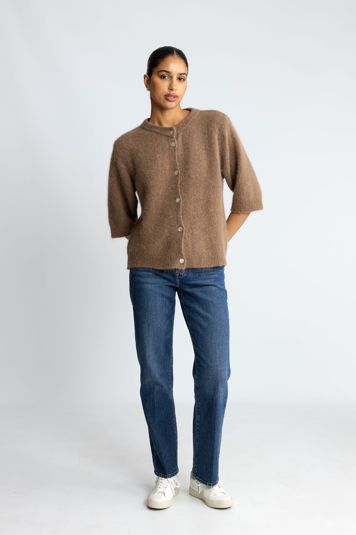 Kae Ss Knit Cardigan - Timber Brown