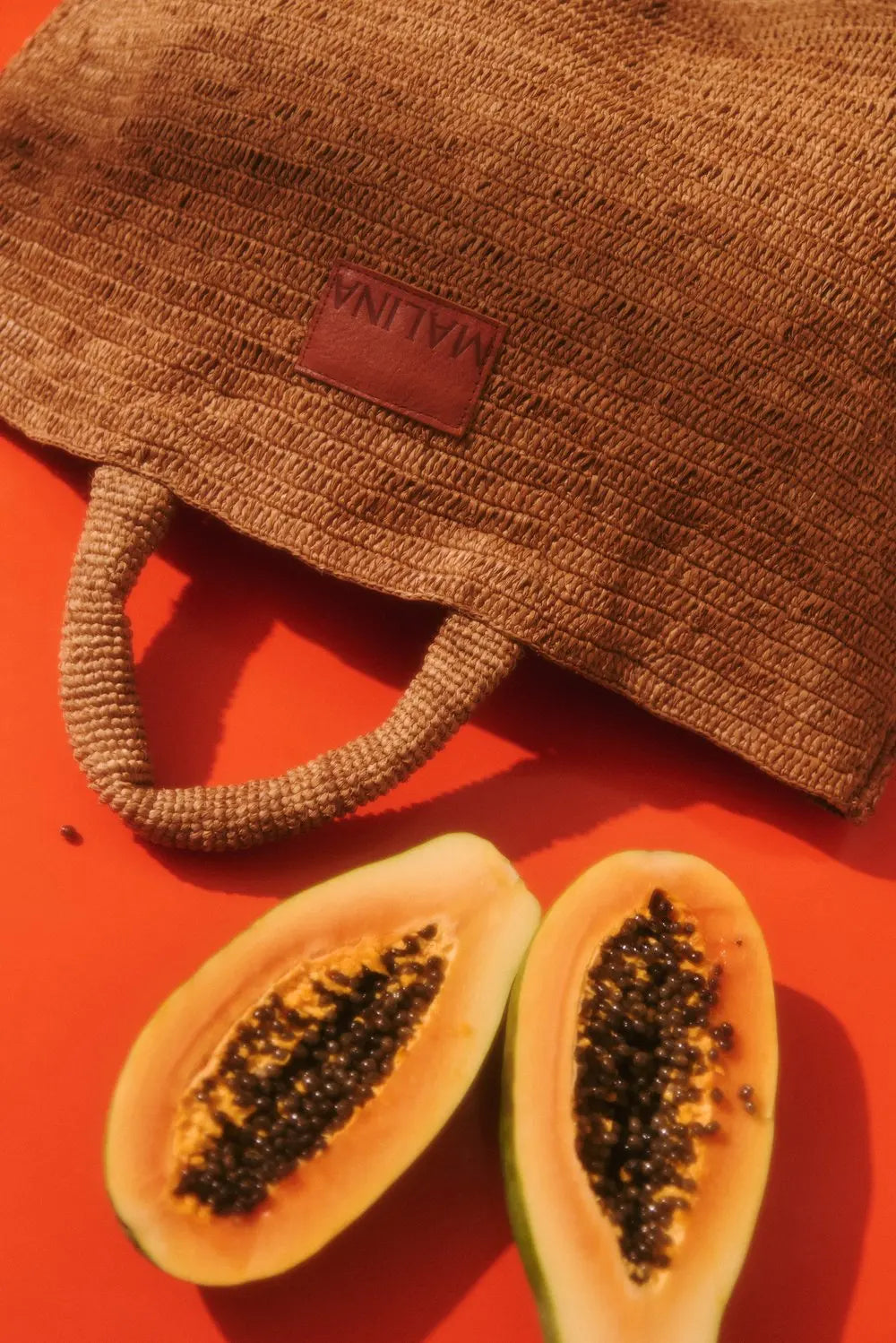 Elsya Raffia Tote Bag - Tan