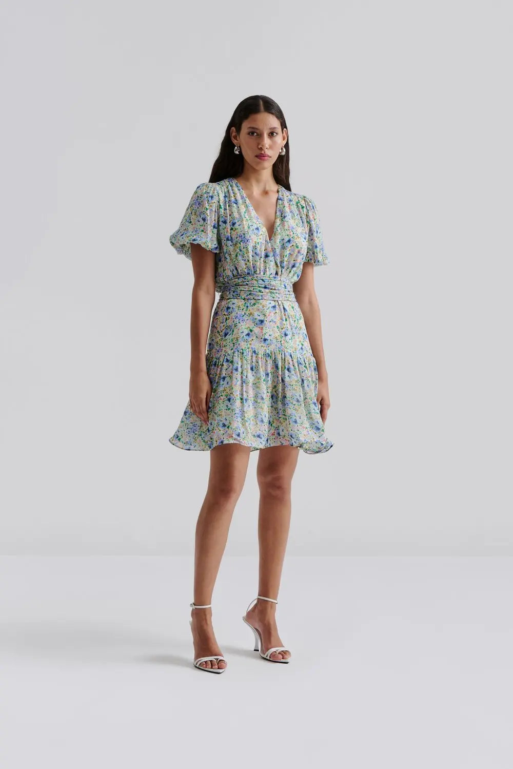 Lone V-Neck Chiffon Mini Dress - Ditsy