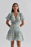 Lone V-Neck Chiffon Mini Dress - Ditsy