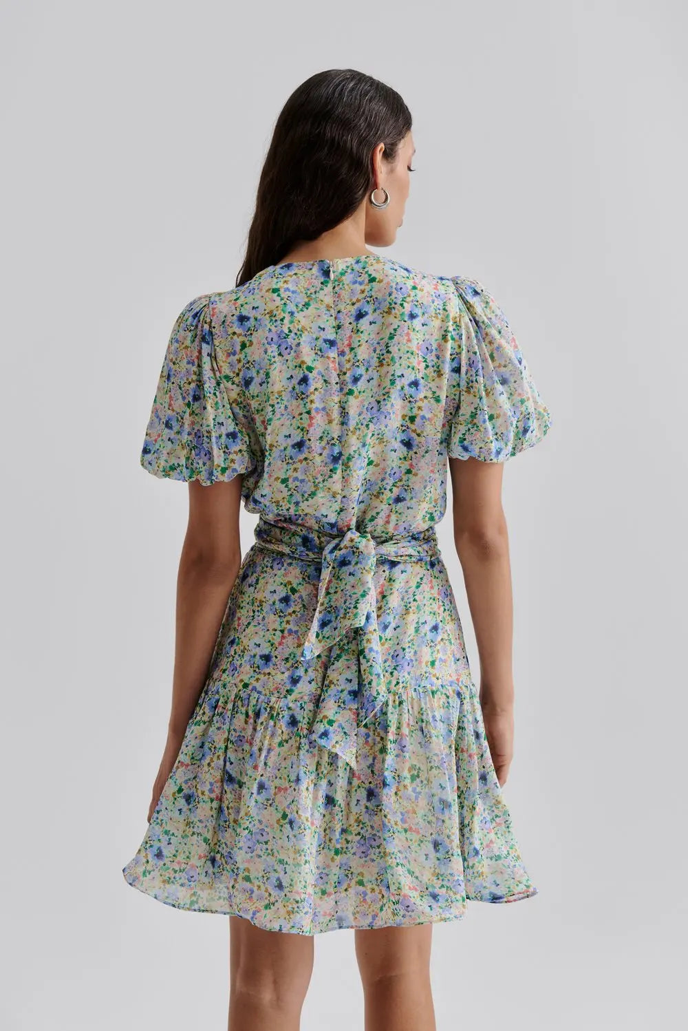 Lone V-Neck Chiffon Mini Dress - Ditsy