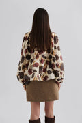 Pernilla High Neck Balloon Sleeve Blus - Wine Peony