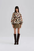 Pernilla High Neck Balloon Sleeve Blus - Wine Peony