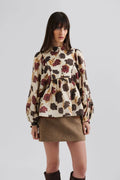 Pernilla High Neck Balloon Sleeve Blus - Wine Peony