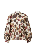 Pernilla High Neck Balloon Sleeve Blus - Wine Peony
