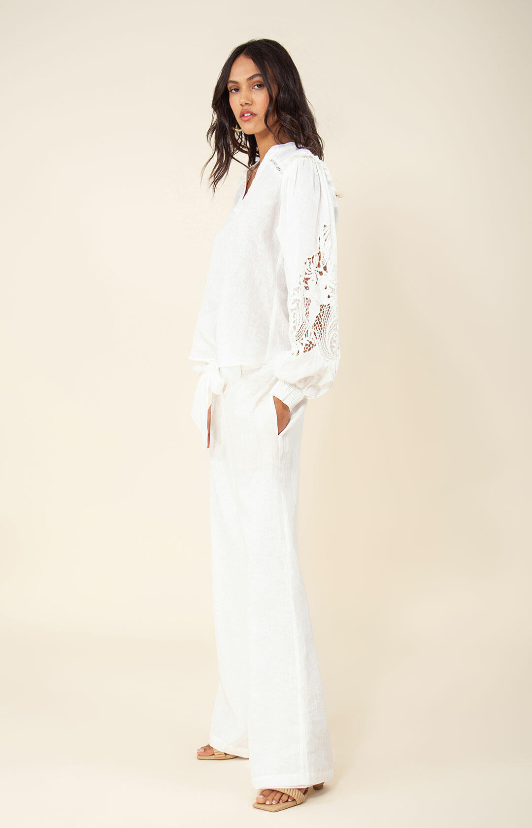 Ilaria Solid Blouse Linen - Ivory