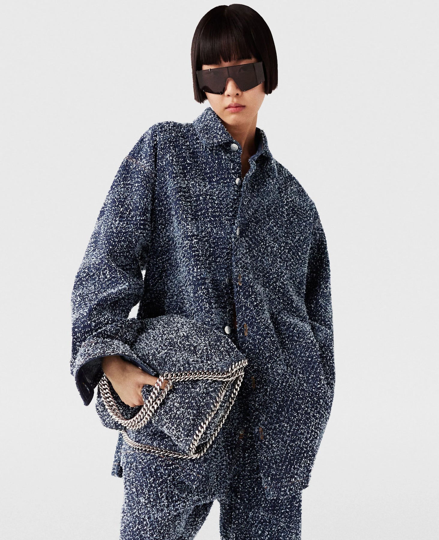 Falabella Fold-Over Bouclé Tote Bag - Ink