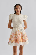 Vanna Pouf Sleeve Mini Dress - Cream Peony