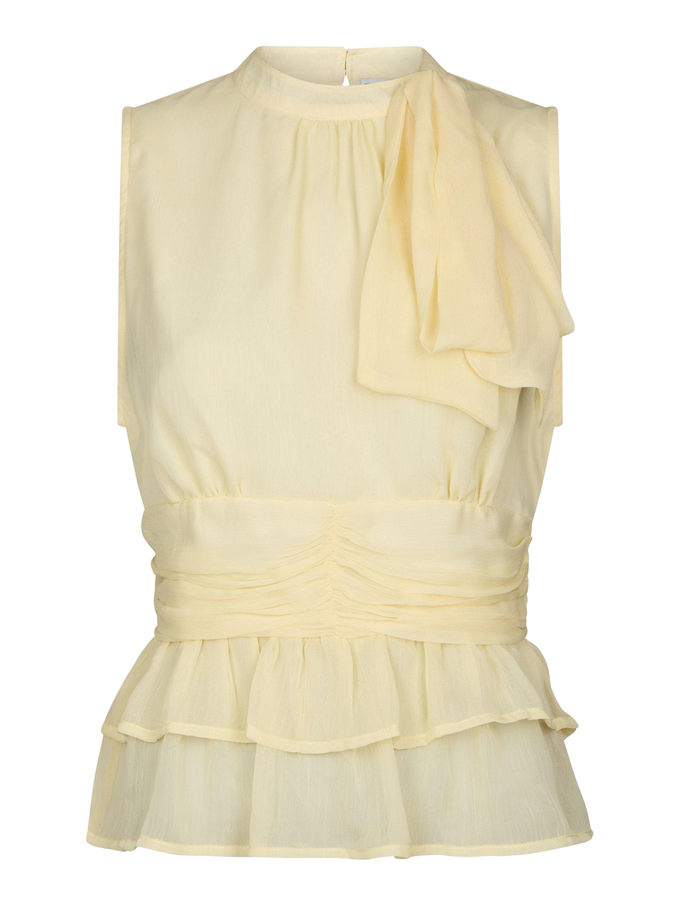 Ansol Solid Chiffon Top - Light Yellow