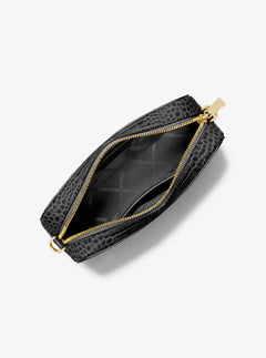 Jet Set Medium Nubuk Logo Crossbody Bag - Black
