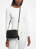 Jet Set Medium Nubuk Logo Crossbody Bag - Black