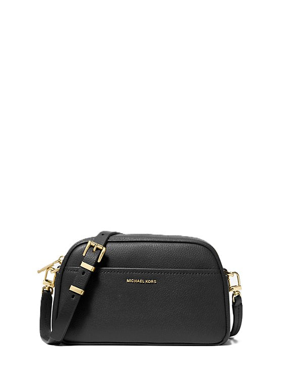 Jet Set Small Leather Camera Crossbody Bag - Black