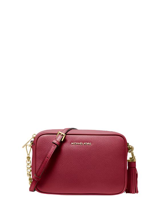 Jet Set Medium Pebbled Leather Crossbody Bag - Deep Red