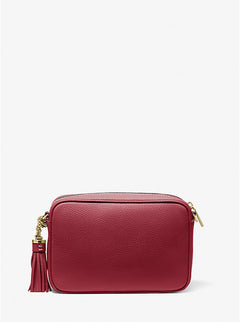 Jet Set Medium Pebbled Leather Crossbody Bag - Deep Red