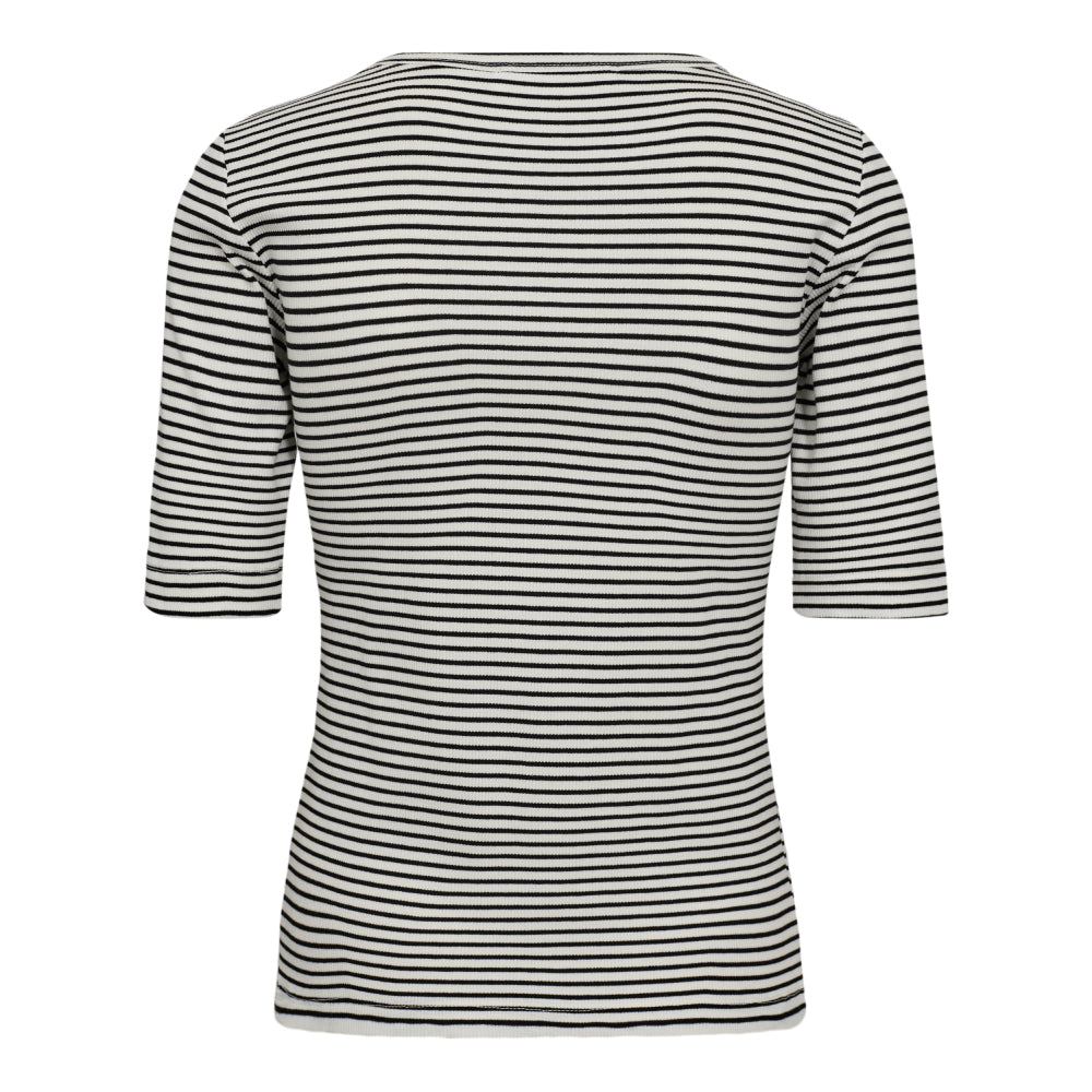 Saracc Stripe Rib Tee - Whiteblack