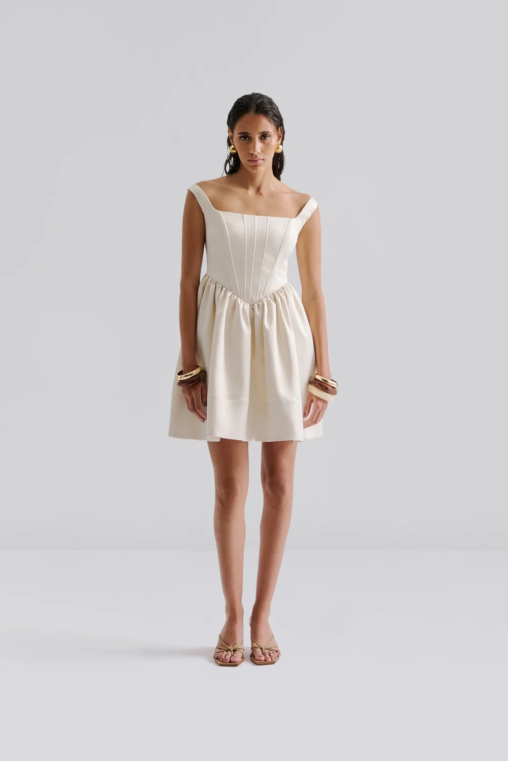Livia Drop Waist Mini Dress - Vanilla